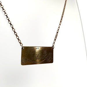 'Lucky' Gold Plated Etched Pendant