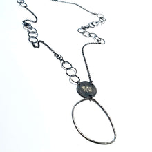 Load image into Gallery viewer, Silver Oxidised Large Hoop Pendant Necklace
