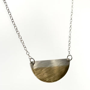 Silver & Gold Dipped Half Moon Pendant