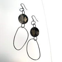 Load image into Gallery viewer, Silver Oxidised Large Drop Hoop Earrings
