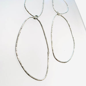 Silver Large Drop Hoop Earrings