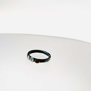 Oxidised Silver & 18ct Gold Beaten Ring
