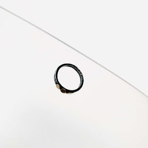Oxidised Silver & 18ct Gold Beaten Ring