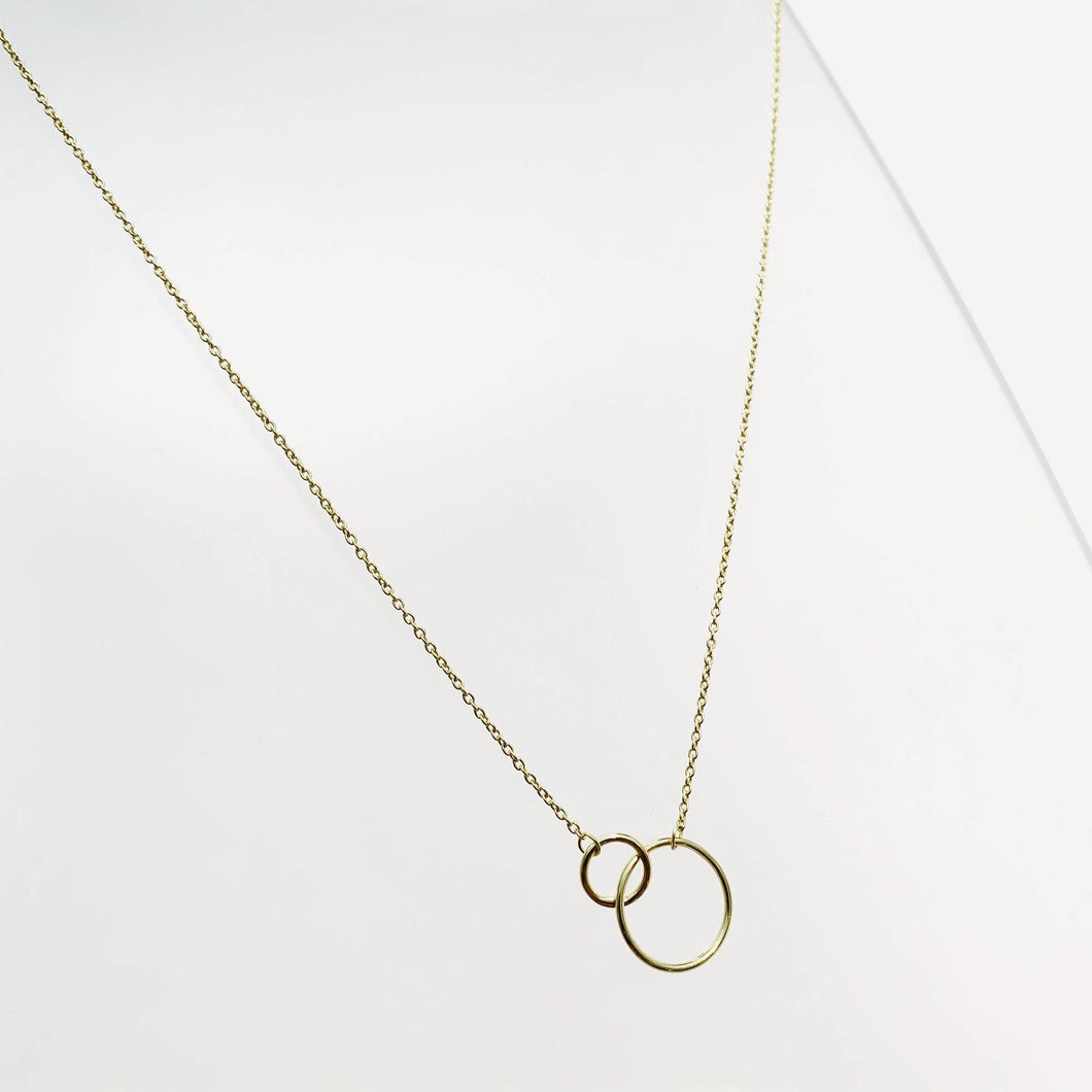 Gold 2 Circle Short Necklace