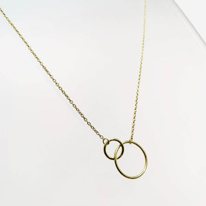 Gold 2 Circle Short Necklace