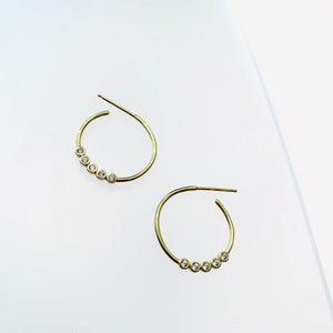 Gold 5 Stone Hoop Earrings