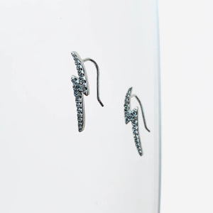 Silver Pave Lightning Bold Climber Earrings