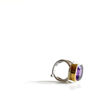 Load image into Gallery viewer, Amethyst Art Deco Ring - solid Silver with Gold plate
