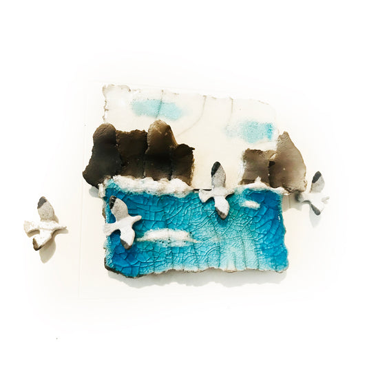 Beautiful Ireland, Cliffs - Raku Ceramic Art by Rebeka Kahn