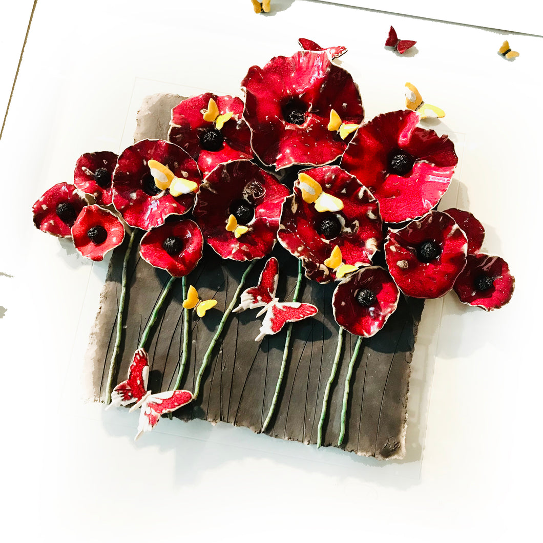 Pure Poppies - Large - Raku Ceramic Art by Rebeka Kahn