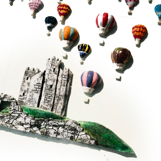 BEAUTIFUL IRELAND with CASTLE - Large, Raku Ceramic Art by Rebeka Kahn