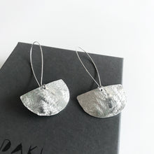 Load image into Gallery viewer, HALF MOON EARRINGS Textured Aluminium Small - Contemporary Made in Dublin Ireland
