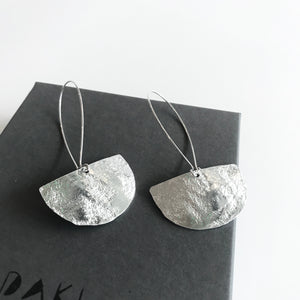 HALF MOON EARRINGS Textured Aluminium Small - Contemporary Made in Dublin Ireland