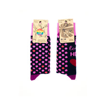 Load image into Gallery viewer, LOVE IS LOVE Blue with Pink hearts - Single pair of Mens socks
