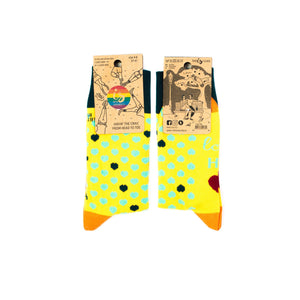 LOVE IS LOVE - Mainly Yellow - Single Pair of Girls Socks