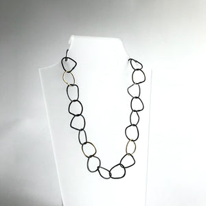 Beaten Oxidised Silver and Gold Hooped Necklace - by Ghost & Bonesetter - Made in Belfast