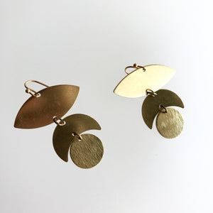 Drop Leaf Brass Earrings - Kaiko - Made in Ireland
