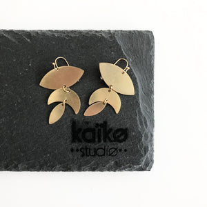 Drop Half Leaf Brass Earrings - Kaiko - Made in Ireland