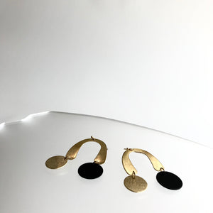 Drop Bend Leaf Brass Earrings - Kaiko - Made in Ireland