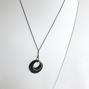 Concrete + Circle Geometric Brass Necklace - Kaiko - Made in Ireland