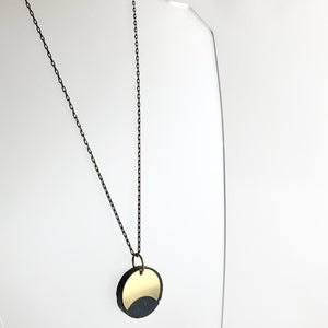 Eclipse Concrete + Circle Geometric Brass Necklace - Kaiko - Made in Ireland