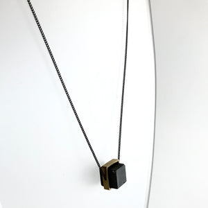 CUBE Concrete Geometric Brass Necklace - Kaiko - Made in Ireland