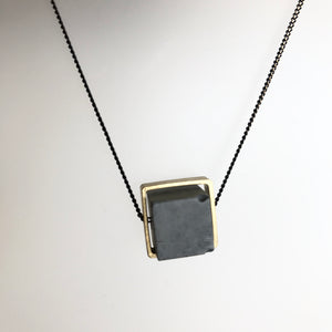 CUBE Concrete Geometric Brass Necklace - Kaiko - Made in Ireland