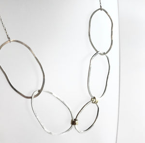 FADA - Large Beaten Oval Rings Necklace - Made in Ireland