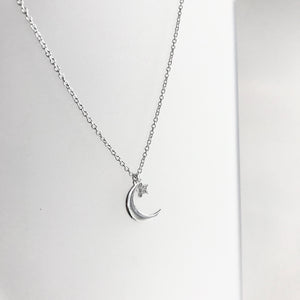 MOON - Cubic Zirconia + Silver - Necklace