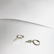 Load image into Gallery viewer, SLICE - Earrings Spike Huggies - Cubic Zirconia Gold Vermeil
