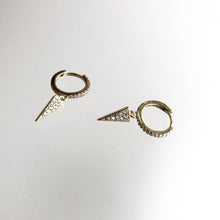 Load image into Gallery viewer, SLICE - Earrings Spike Huggies - Cubic Zirconia Gold Vermeil
