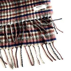 Peach Mini Check Lambswool Scarf - Made in Donegal Ireland