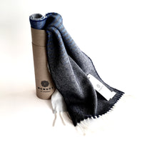 Load image into Gallery viewer, Denim Ombré Lambswool Scarf - Made in Donegal Ireland
