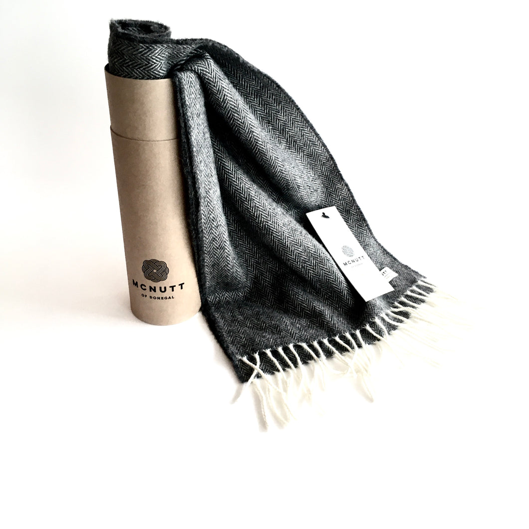 Black Lambswool Scarf - Made in Donegal Ireland