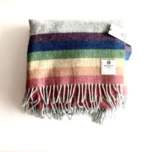 Load image into Gallery viewer, Rainbow Stripe Collection Lambswool Throw - Handmade in Donegal Ireland
