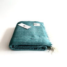 Load image into Gallery viewer, Spearmint Lambswool Throw - Handmade in Donegal Ireland
