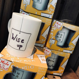 WISE UP   - Belfast - Slang - humorous - bone - china - mug