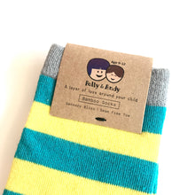 Load image into Gallery viewer, YELLOW BLUE STRIPED SOCKS - Bamboo Socks Made in Ireland
