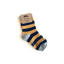 Load image into Gallery viewer, Mustard NAVY STRIPED SOCKS - Bamboo Socks Made in Ireland
