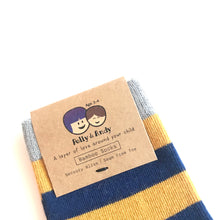 Load image into Gallery viewer, Mustard NAVY STRIPED SOCKS - Bamboo Socks Made in Ireland
