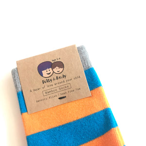 ORANG BLUE STRIPED SOCKS - Bamboo Socks Made in Ireland