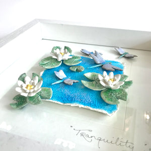 WATERLILY DRAGONFLY - Raku Ceramic Art by Rebeka Kahn