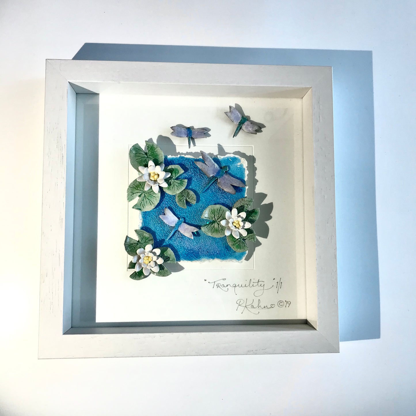 WATERLILY DRAGONFLY - Raku Ceramic Art by Rebeka Kahn