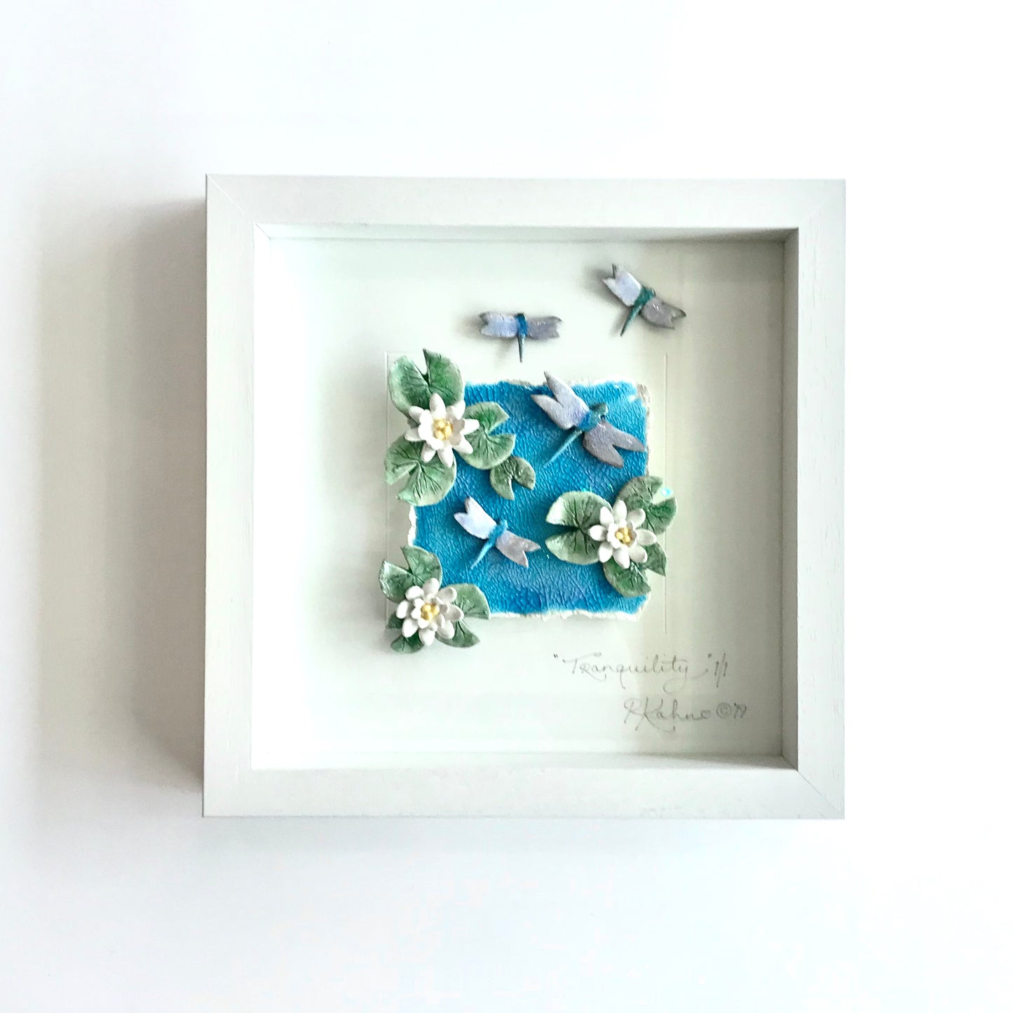 WATERLILY DRAGONFLY - Raku Ceramic Art by Rebeka Kahn