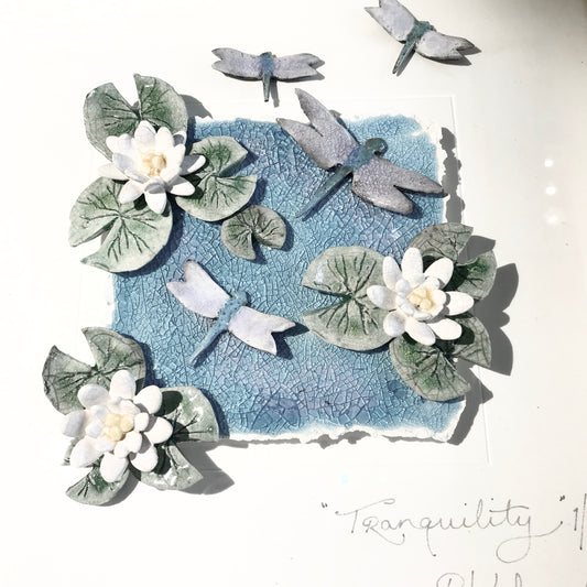 WATERLILY DRAGONFLY - Raku Ceramic Art by Rebeka Kahn