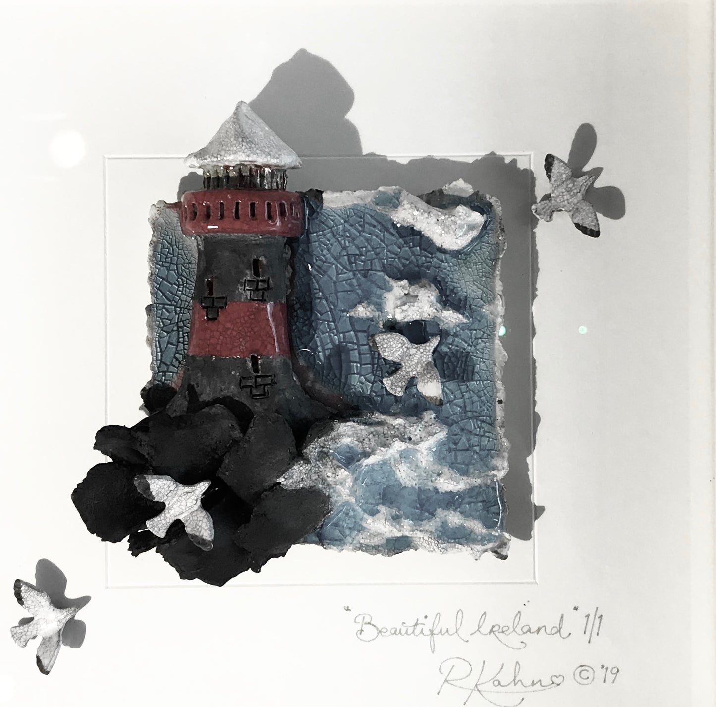 BEAUTIFUL IRELAND - Lighthouse - Raku Ceramic Art by Rebeka Kahn