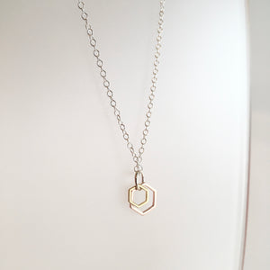 Necklace Geometric Silver + Brass Made in Belfast