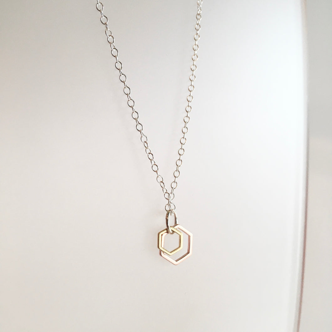Necklace Geometric Silver + Brass Made in Belfast