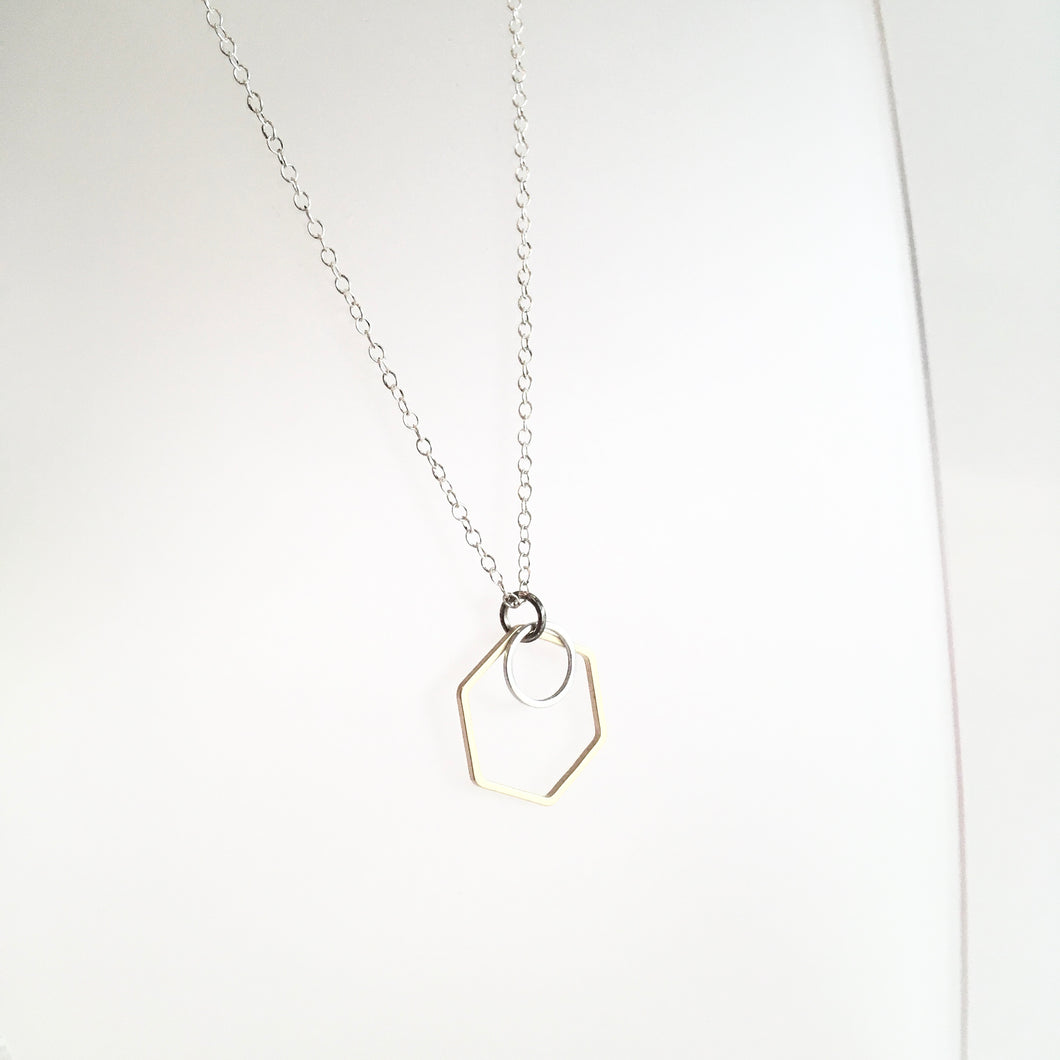 Geometric Silver + Brass Necklace Made in Ireland