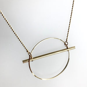 HOOP & BAR Necklace - Gold Plated Hand made in Ireland
